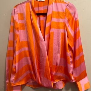 Mango Satin Pink and Orange Top